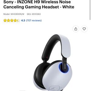 Sony INZONE H9 Wireless Gaming Headset - White